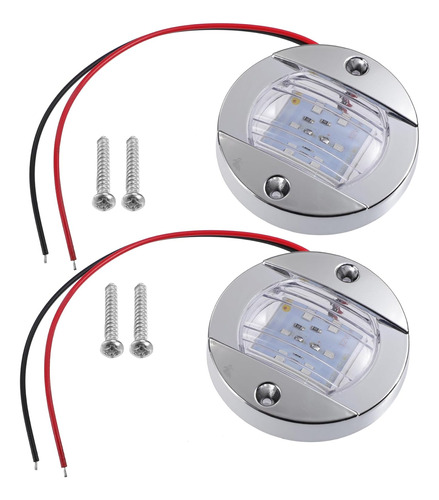 Partuto 2pcs Dc 12v 6w Universal Interior Redondo Marino Luz