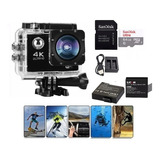 Câmera 4k Ação Sport + Sd 64gb+ 2 Baterias Extra+ Carregador