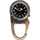 Reloj Con Clip - Dial Negro - Cobre Antiguo