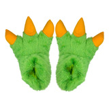 Pantuflas Forma De Garra Afelpadas Color Verde Para Adulto 