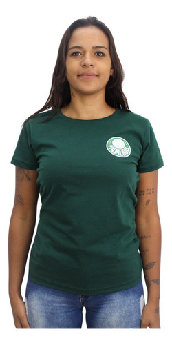 Camiseta Feminina Branca Escudo Palmeiras Estampado Original