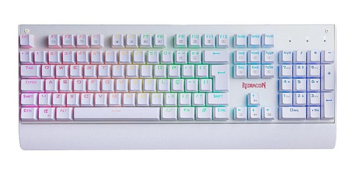 Teclado Gamer Branco Redragon Kala K557w Qwerty Blue Rgb