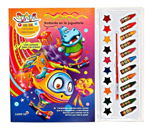 Kit Pintar Y Colorear Libro + Acuarelas+ Crayones Jugueteria