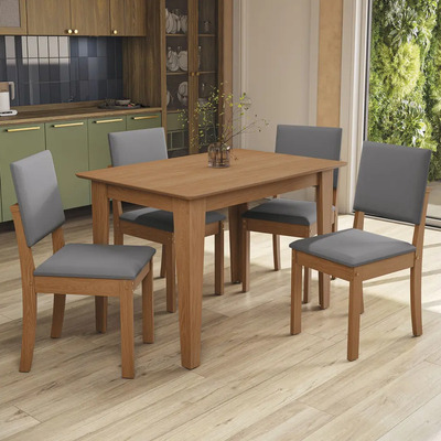 Juego Comedor Kappesberg 1.2m Con 4 Sillas Luna Canela\u002Fgris | Meses sin interés