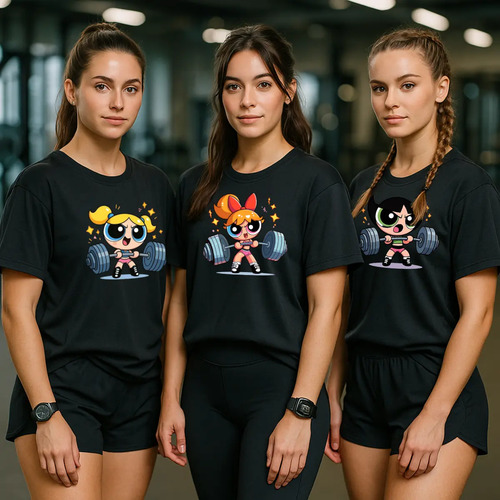 Kit 3 Camisetas Oversized Girl's Super Poderosas Musculação