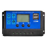 Controlador De Carga Painel Solar 12v/24v 30a Lcd 2 Usb
