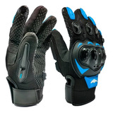 Guantes Para Motociclista Negro Azul Protecciones Touch