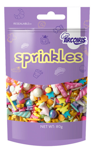Sprinkles Cuernitos Unicornios Y Estrellas Doradas 80g