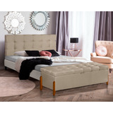 Kit Bau Recamier 155cm E Painel 160cm Queen Viena Em Linho