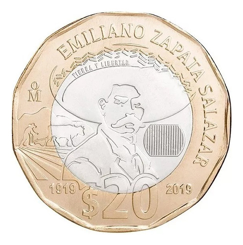 Moneda De 20 Pesos Emiliano Zapata Salazar