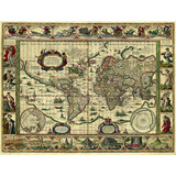 Lienzo Tela Canvas Mapa Mundi 1635 Willem Bleau 80 X 105 
