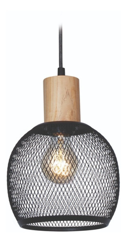 Lampara Colgante Osaka Small Chapa Madera Vintage E27 Led