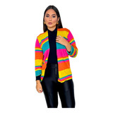 Kimono Cardigan Casaco Blusa Fabi Colorido Rainbow Neon