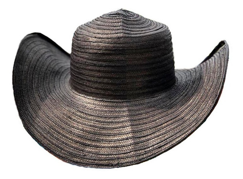 Sombrero 15 Fibras Económico Diseño Negro A Mano