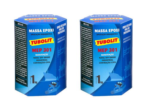 Kit 2 Massa Epoxi Tubolit Mep 301 1kg Naval Cola Subaquática