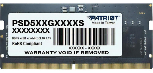 Memoria Para Portátil Patriot Sodimm Cl40 De 16 Gb, Ddr5, 4800 Mhz