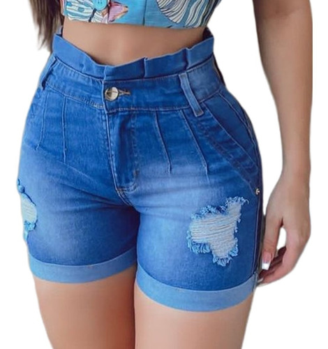 Short Jeans Feminino Hot Pant Cintura Alta Barato Com Lycra