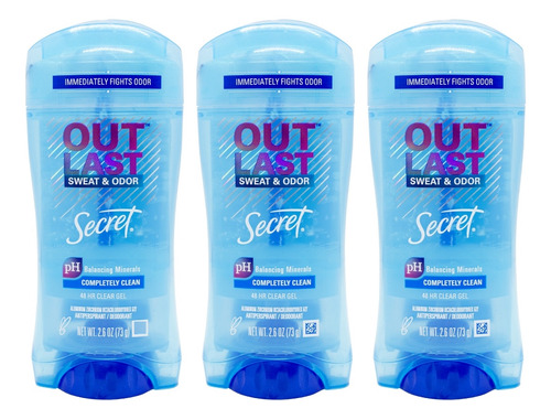 Secret X3 Desodorante Clear Gel Outlast Completely Clean