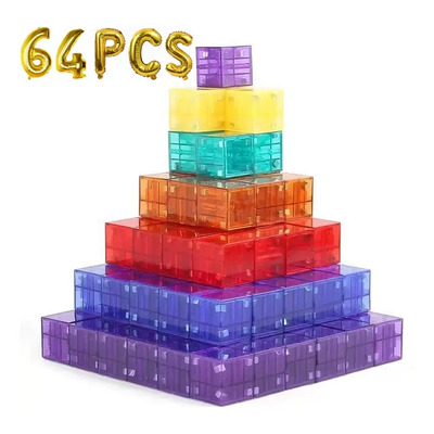 Sensory Magnetic Building Blocks Toys Transparentes 64pcs | Meses sin interés