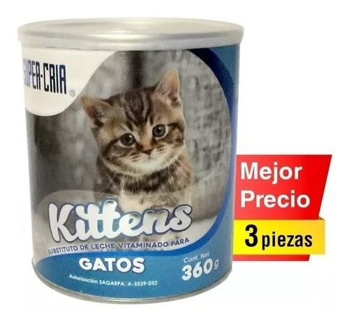 Suplemento De Leche Super Cria Gato 360 Gr Mejor Precio 3pz