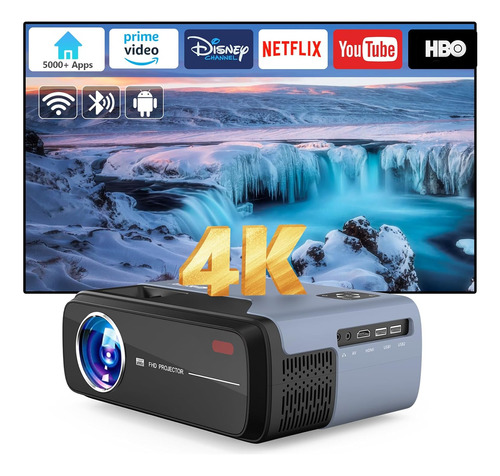 Proyector Portatil Eug 4k Para Exteriores Con Wifi Blueto...