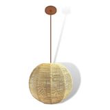 Lustre Pendente Luminaria Fibra Natural Globo Grande 45cm