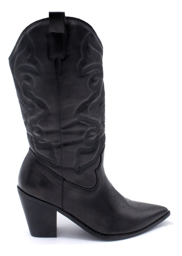 Botas Vaqueras Casual Para Mujer Hanna Mx Ryder Black 