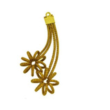 Pingente Flor Dupla Capim Dourado 5.7 Cm (par) Bij Cd-32