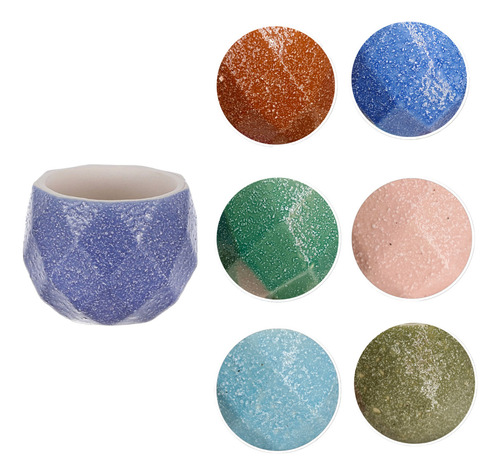 Macetero De Ceramica Relieve En Rombo Pack De 6 Color Variados
