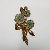 Antiguo Broche Art Nouveau Oro Enchapado Piedras Mag 61263