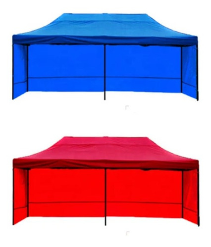 Toldo Plegable 3x6 Lona Impermeable Con Laterales Rojos