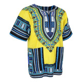 Vestido Estampado Africano Unisex Camisa Dashiki De Algodón