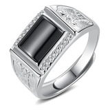 Anillo De Compromiso Masculino De 6 Mm Cubo Negro Boda