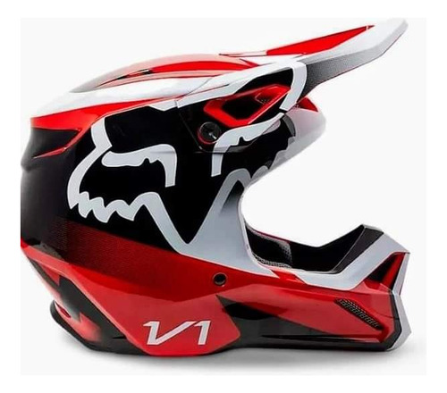 Casco Motocross  Fox V1 Leed Rojo Fluo