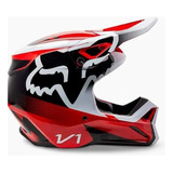 Casco Motocross  Fox V1 Leed Rojo Fluo-ece 22-06