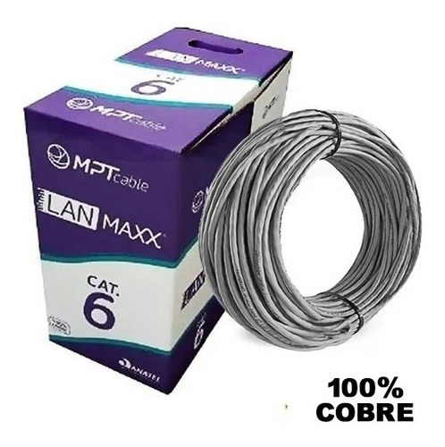 Caixa De Cabo De Rede Cinza Cat6 Gigalan 120 Metros Cobre