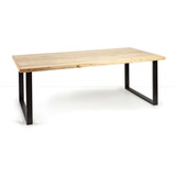 Mesa Industrial De Comedor Madera Alamo Macizo 140x80 Cm