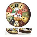 Relógio De Parede Envolvente Cheff De Cozinha Pizzaria 30cm