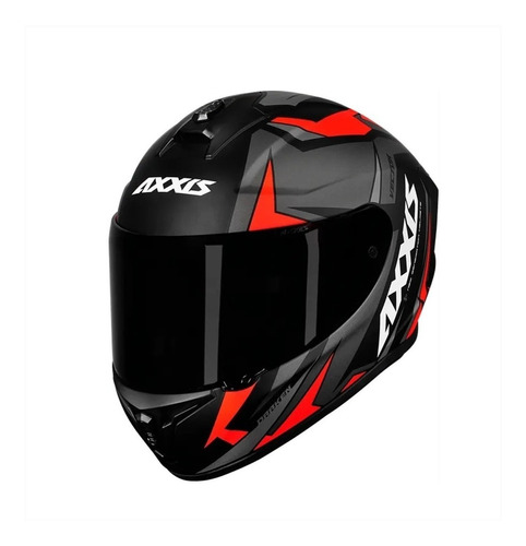 Capacete Axxis Draken Vector Preto Cinza E Vermelho Fechado