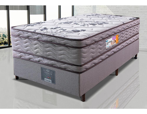 Cama Box Solteiro + Colchão Ortopédico Double 88x188x71 D45 Cor Cinza