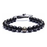 Pulsera Onix Turmalina Pirita 8mm Proteje Y Atrae Abundancia