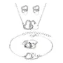 Set X4 Collar Pulsera Anillo Aros Corazones Unidos Dije Color Plateado | MercadoLibre