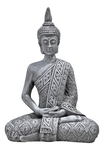 Buda Hindu Estátua Cinza-cimento Imagem Enfeite Resina 20cm