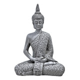 Buda Hindu Estátua Cinza-cimento Imagem Enfeite Resina 20cm