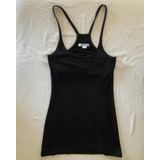 Jazmin Chebar. Musculosa Negra Elastizada. Talle 1