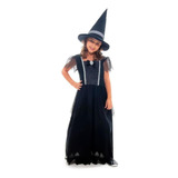 Fantasia De Halloween Infantil Bruxinha Luxo C/chapéu+brinde