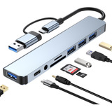 Hub Adaptador Usb Tipo C 8 En 2 Multipuerto Usb 3.0 Tarjeta