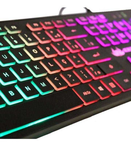 Teclado Gamer Knup Kp-2060 Qwerty Cor Preto Com Luz Rgb Ptbr