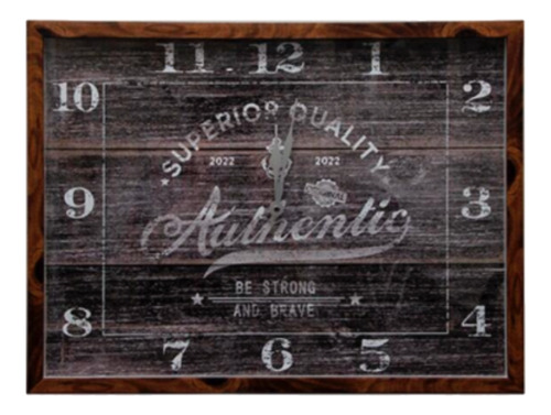 Reloj De Pared Rectangular Vintage Retro Madera Silencioso