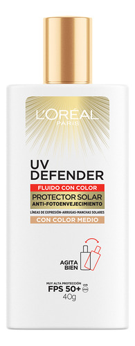 L'oréal Paris Protector Solar Diario Fluido Tono Medio Fps50 Uv Defender